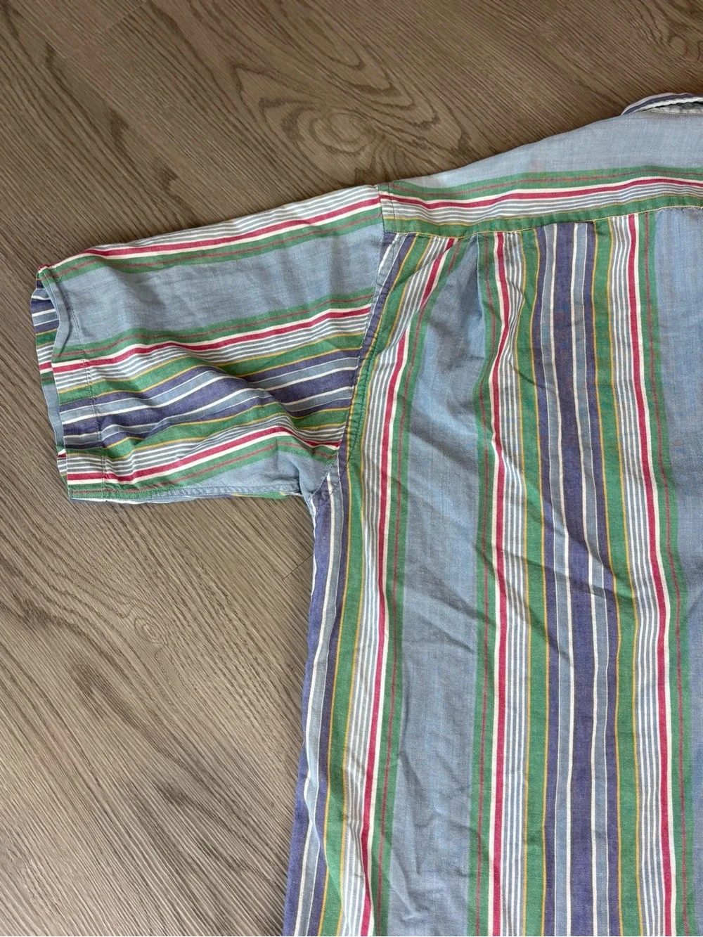 Vintage 90s Dockers Levi's Light Blue, Green & Purple Striped Button-Down Shirt